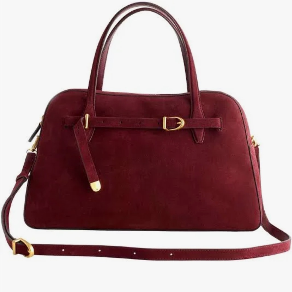 Madewell The Large Belted Satchel Bag Sangria Suede New